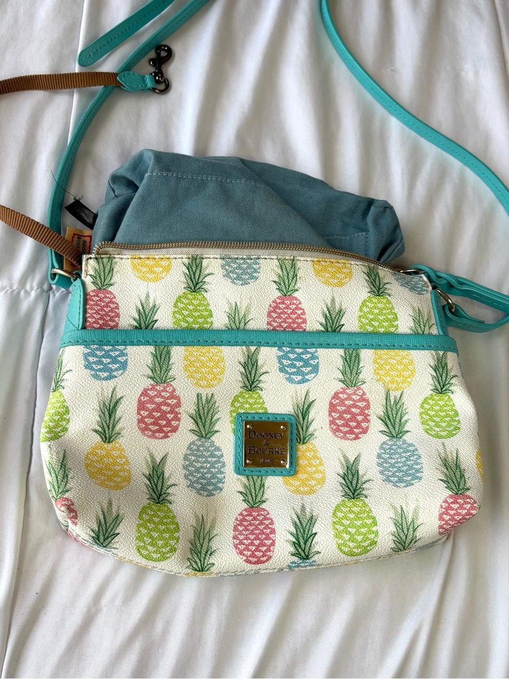 Dooney & Bourke Turquoise-Trim Multicolor Pineapple Crossbody Bag